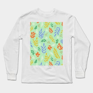 Pretty tiny leaves botanical pattern in green Long Sleeve T-Shirt